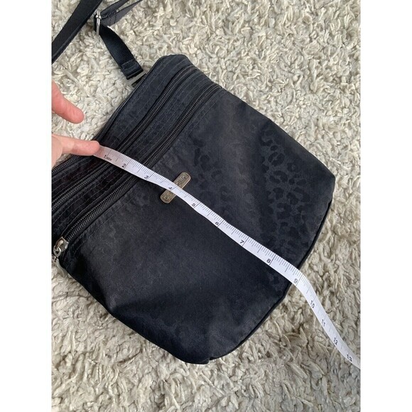 Baggallini Nylon Crossbody Black Leopard Print Zip Adjustable Travel Purse Bag - Picture 14 of 16